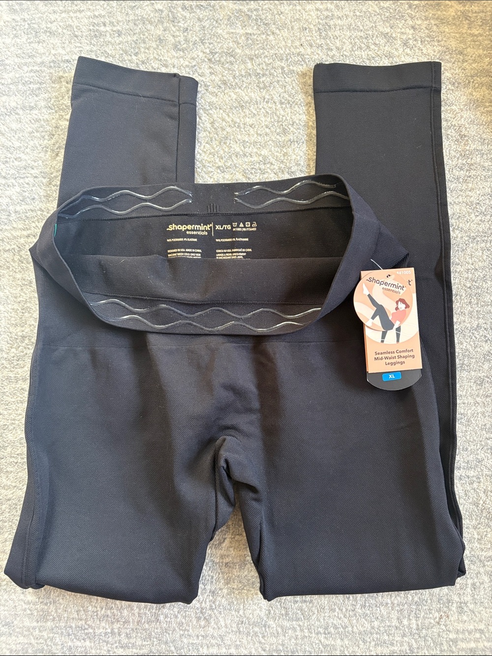 Shapermint Black Seamless Mid-Waist Shaping Leggings - Picture 1 of 2